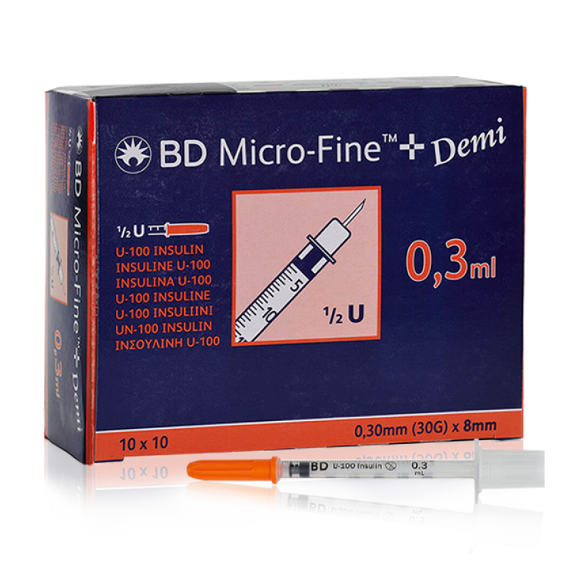 BD Micro-Fine+ Penkanyle 0,3ml 30G (1 box x 100 pcs) BD Micro-Fine+ Penkanyle 0,3ml 30G (1 box x 100 pcs)